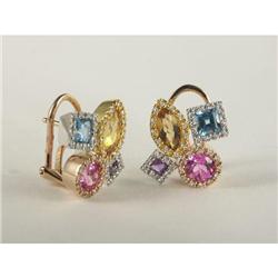 CITRINE SAPPHIRE TOPAZ & AMETHYST EARRINGS IN 14K