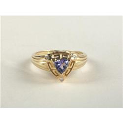 TANZANITE AND DIAMOND LADY'S RING IN 14K