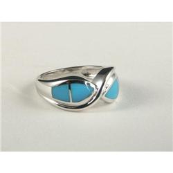 TURQUOISE AND 14K WHITE GOLD LADY'S RING