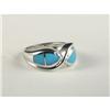 Image 1 : TURQUOISE AND 14K WHITE GOLD LADY'S RING