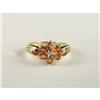 Image 1 : AMBER GARNET AND DIAMOND RING.  14K