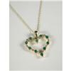 Image 1 : EMERALD & DIAMOND HEART SHAPE PENDANT WITH CHAIN