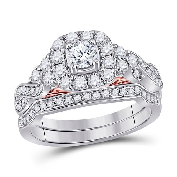Diamond Bridal Wedding Ring Band Set 1 Cttw 14kt Two-tone Gold