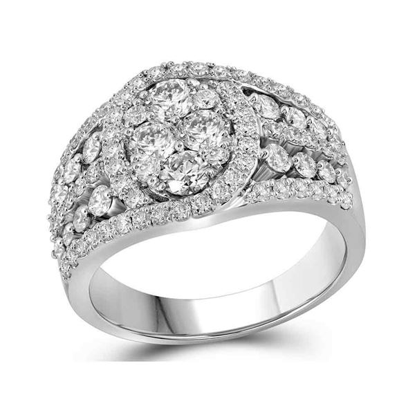 Diamond Oval Cluster Ring 1-5/8 Cttw 10kt White Gold