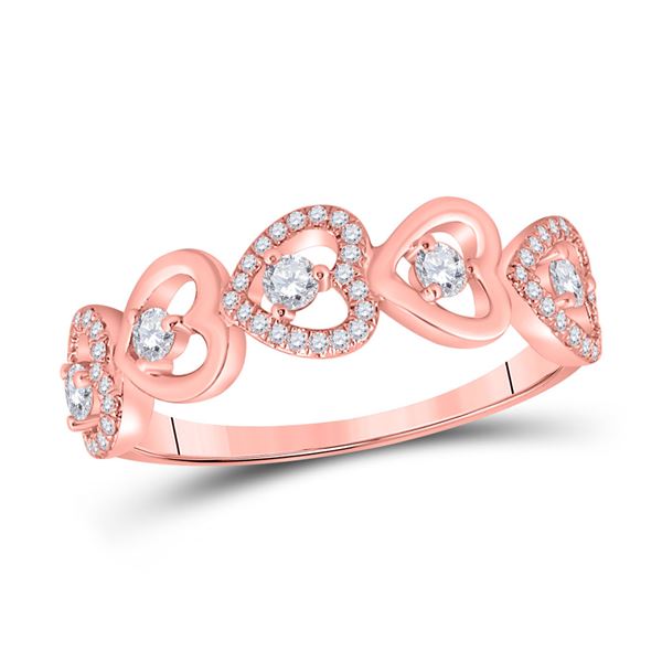 Diamond Heart Band Ring 3/8 Cttw 10kt Rose Gold