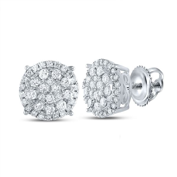 Diamond Cluster Earrings 1-1/4 Cttw 14kt Yellow Gold