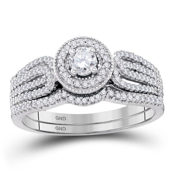 Diamond Bridal Wedding Ring Band Set 1/2 Cttw 10k White Gold