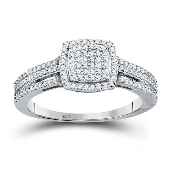 Diamond Cluster Bridal Wedding Engagement Ring 1/4 Cttw 10kt White Gold