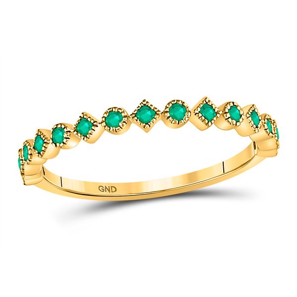 Emerald Square Dot Stackable Band Ring 1/5 Cttw 10kt Yellow Gold