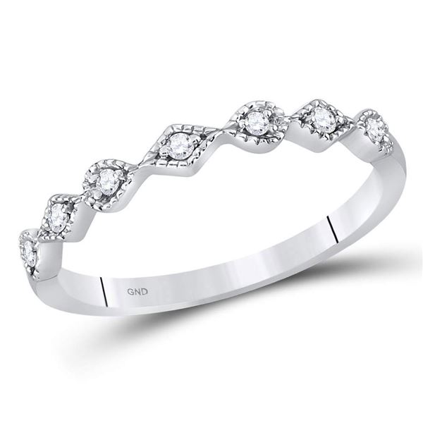 Diamond Stackable Band Ring 1/10 Cttw 10kt White Gold
