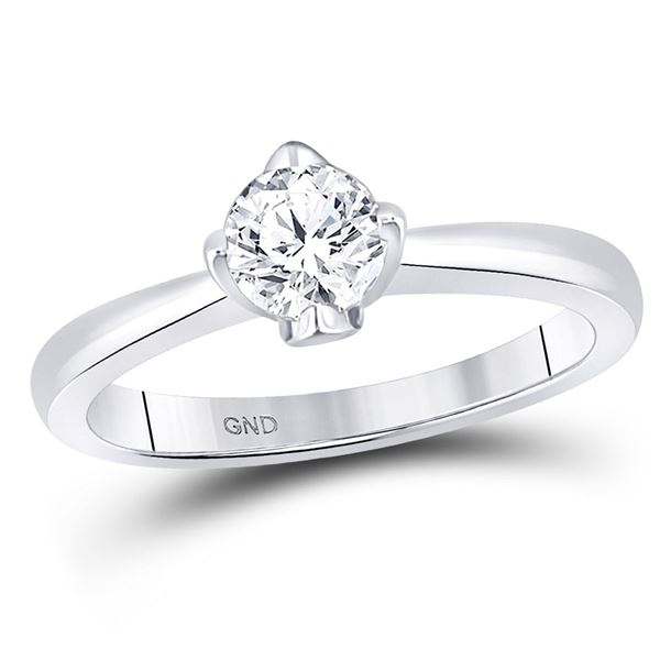 Diamond Solitaire Bridal Wedding Engagement Ring 1/2 Cttw 14kt White Gold