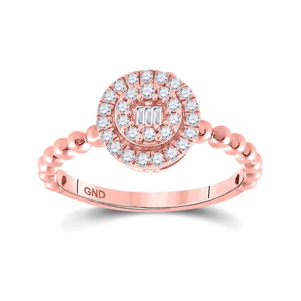 Baguette Diamond Circle Cluster Ring 1/4 Cttw 10kt Rose Gold