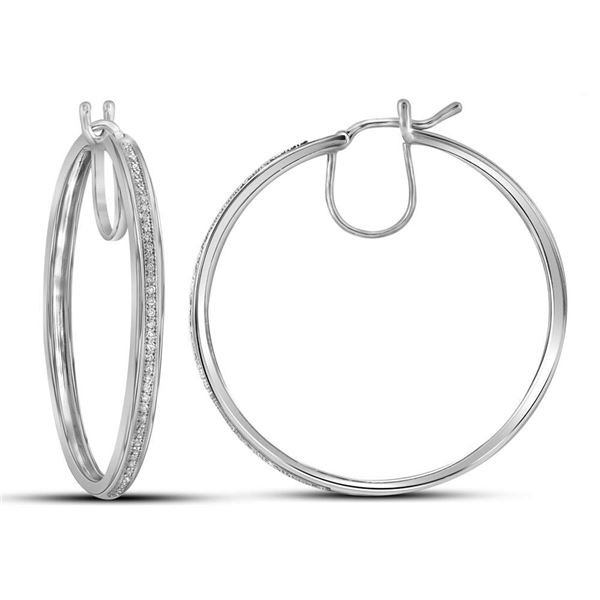 Diamond Hoop Earrings 1/4 Cttw 10kt White Gold