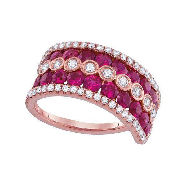 Ruby Diamond Band Ring 3 Cttw 18kt Rose Gold