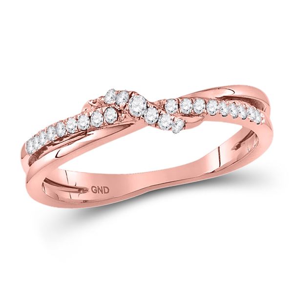 Diamond Crossover Stackable Band Ring 1/6 Cttw 10kt Rose Gold