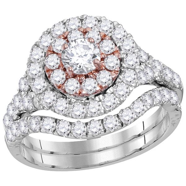 Diamond Bridal Wedding Ring Band Set 2 Cttw 14kt Two-tone Gold
