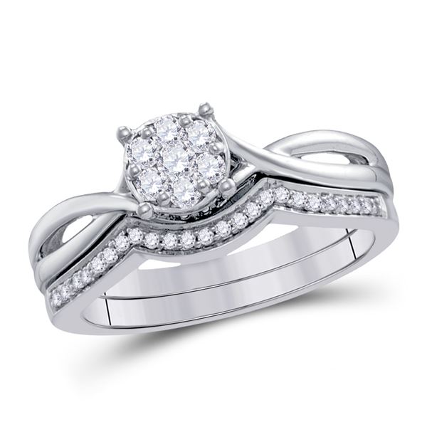 Diamond Twist Bridal Wedding Ring Band Set 1/3 Cttw 10kt White Gold