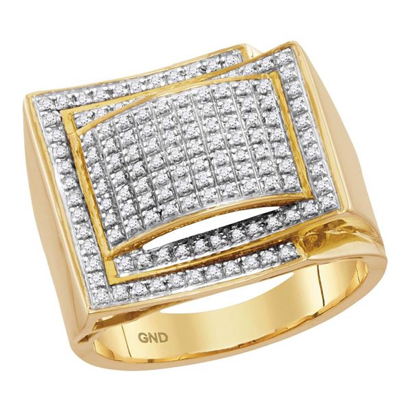 Mens Diamond Domed Cluster Ring 1/2 Cttw 10kt Yellow Gold