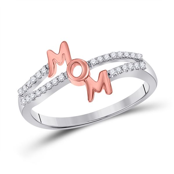 Diamond Mom Mother Ring 1/6 Cttw Sterling Silver