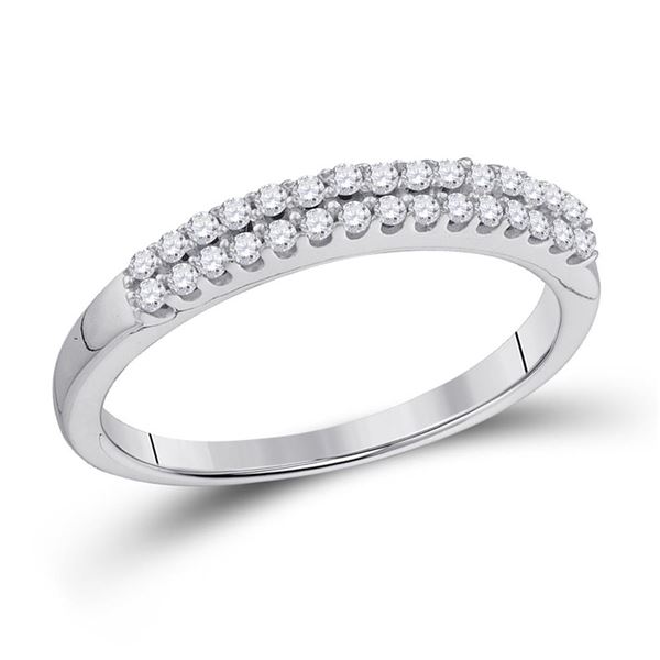 Diamond 2-row Wedding Anniversary Bridal Band 1/5 Cttw 14k White Gold
