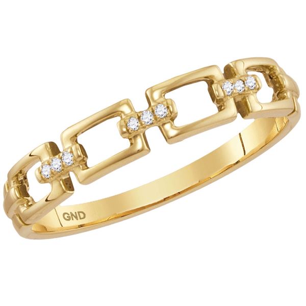 Diamond Chain Link Stackable Band Ring .03 Cttw 10kt Yellow Gold