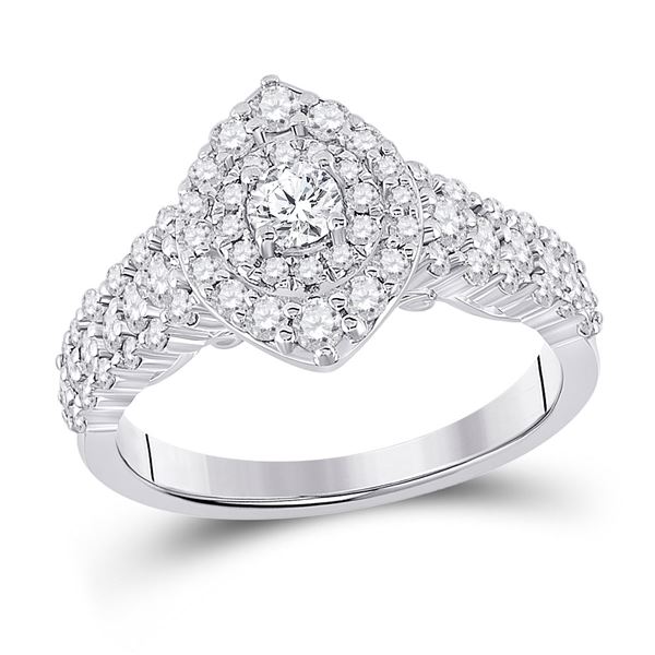Diamond Halo Bridal Wedding Engagement Ring 1-1/5 Cttw 14kt White Gold