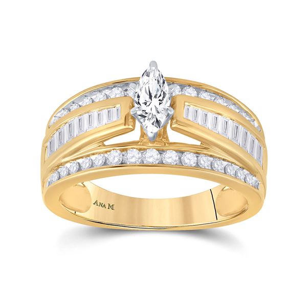 Marquise Diamond Solitaire Bridal Wedding Engagement Ring 1 Cttw 14kt Yellow Gold