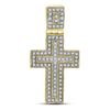 Image 1 : Mens Diamond Layered Cross Charm Pendant 1/4 Cttw 10kt Yellow Gold