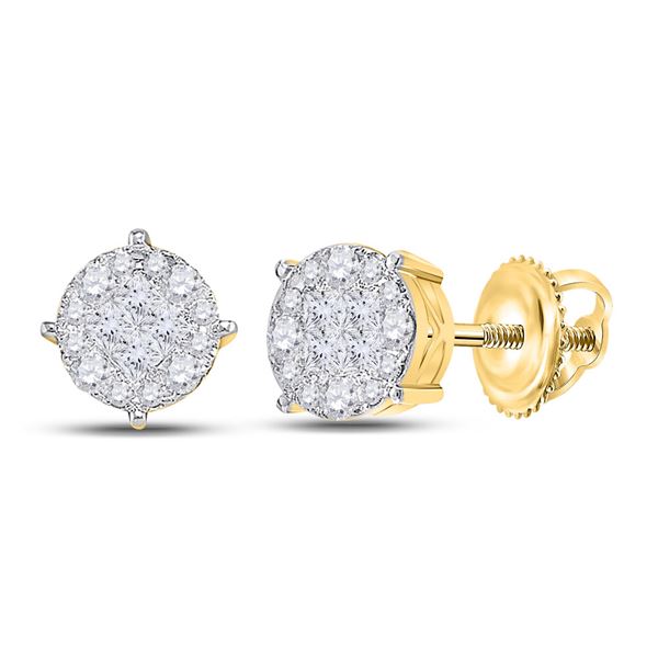 Princess Diamond Cluster Earrings 2 Cttw 14kt Yellow Gold