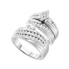 Image 1 : His Hers Diamond Cluster Matching Wedding Set 1-1/5 Cttw 14kt White Gold