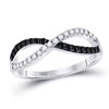 Image 1 : Black Color Enhanced Diamond Infinity Ring 1/3 Cttw 10kt White Gold