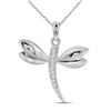 Image 1 : Winged Bug Insect Charm Pendant .03 Cttw 10k White Gold