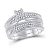 Image 2 : His Hers Diamond Cluster Matching Wedding Set 1/2 Cttw 10kt White Gold