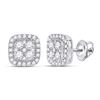 Image 1 : Diamond Square Earrings 1/2 Cttw 14kt White Gold