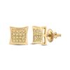 Image 1 : Mens Yellow Color Enhanced Diamond Square Earrings 1/10 Cttw 10kt Yellow Gold