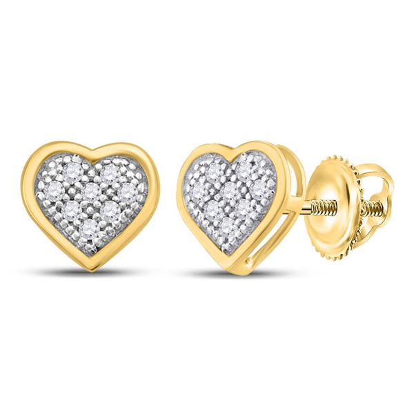 Diamond Heart Earrings 1/20 Cttw 10kt Yellow Gold