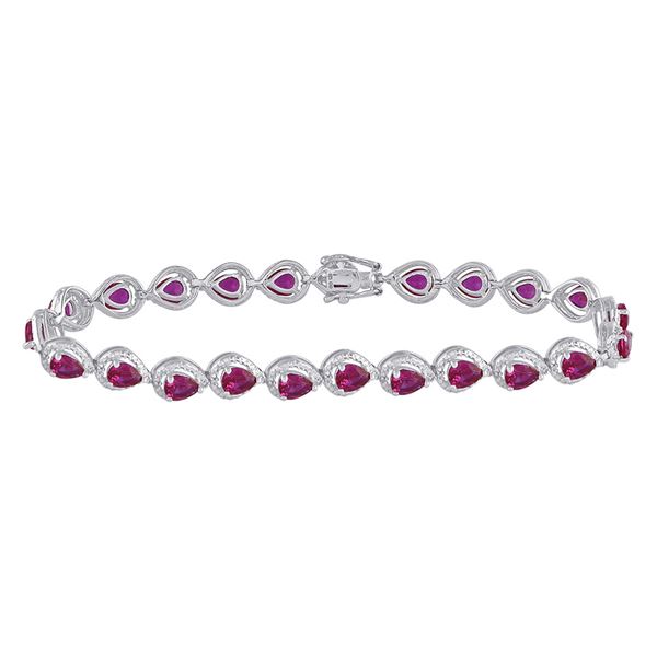 Oval Lab-Created Ruby Tennis Bracelet 5-7/8 Cttw Sterling Silver