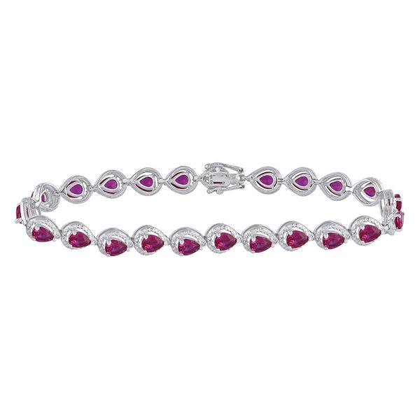 Oval Lab-Created Ruby Tennis Bracelet 5-7/8 Cttw Sterling Silver