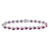 Image 1 : Oval Lab-Created Ruby Tennis Bracelet 5-7/8 Cttw Sterling Silver