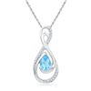 Image 1 : Oval Lab-Created Blue Topaz Solitaire Pendant 3/4 Cttw 10kt White Gold