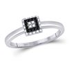 Image 1 : Black Color Enhanced Diamond Cluster Ring 1/6 Cttw 10kt White Gold
