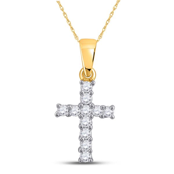 Diamond Cross Pendant 1/10 Cttw 14kt Yellow Gold