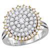 Image 1 : Diamond Right Hand Cocktail Ring 1-1/2 Cttw 14kt Two-tone Gold