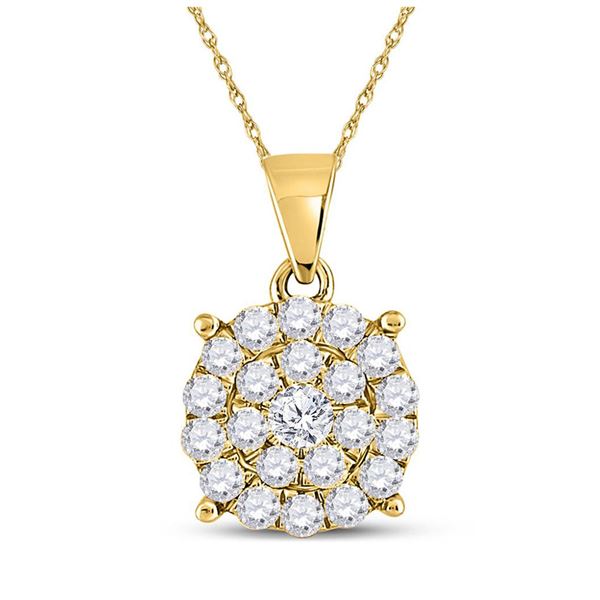 Diamond Cluster Pendant 1 Cttw 10kt Yellow Gold