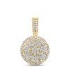 Image 1 : Mens Diamond Cluster Circle Charm Pendant 3 Cttw 10kt Yellow Gold