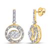 Image 1 : Diamond Circle Cluster Dangle Earrings 1/2 Cttw 14kt Yellow Gold