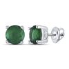 Image 1 : Lab-Created Emerald Solitaire Stud Earrings 2 Cttw Sterling Silver