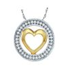 Image 1 : Diamond Encircled Heart Pendant 1/10 Cttw 10kt Two-tone Gold