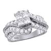 Image 1 : Princess Diamond Cluster Bridal Wedding Engagement Ring 2 Cttw 14kt White Gold
