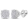 Image 1 : Diamond Circle Cluster Stud Earrings 1/4 Cttw 10kt White Gold